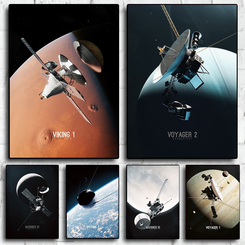 Star Map Poster - Toile d'exploration du système solaire, sondes