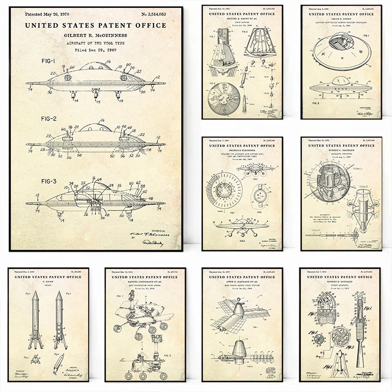 Soucoupe volante Vintage, plan - Star Map Poster avis et prix