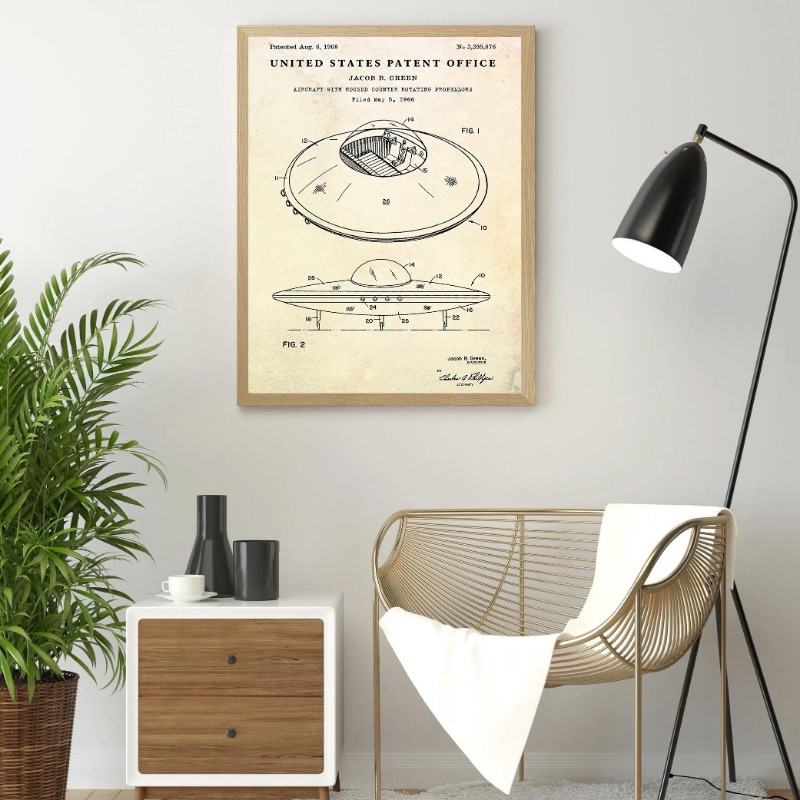 Soucoupe volante Vintage, plan - Star Map Poster avis et prix